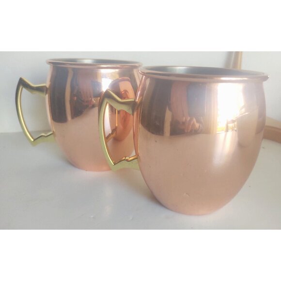 Eco One by Silver One Intl. Moscow Mule Mugs(2) Copper/Silver Brass Handles - Picture 4 of 12